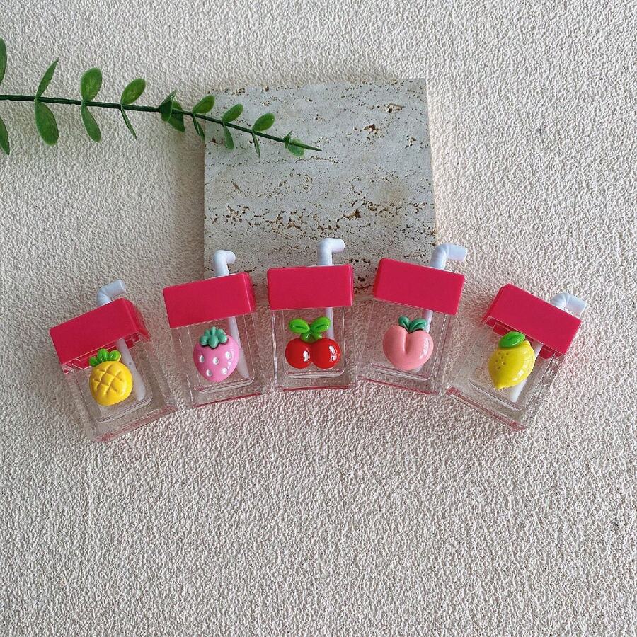 1支10毫升果汁造型唇彩管，唇彩包装容器，样品瓶，润唇膏管，口红可填充瓶，化妆品，便宜，房间装饰，梳妆台，旅行，卧室，化妆配件，赠品，旅行，廉价商品，旅行必备 - 玫紅色 - 查看 1