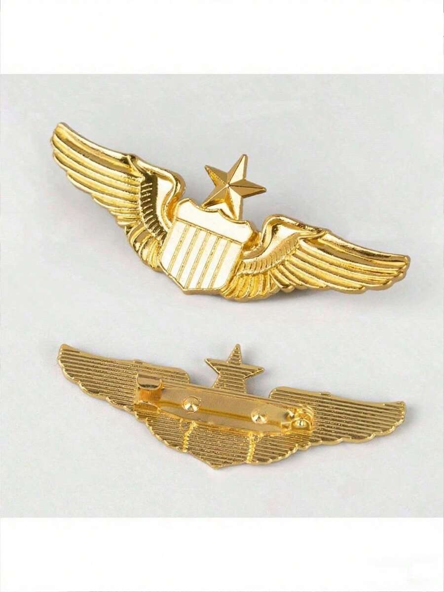 1 件金属飞行员徽章，优质飞行员徽章 - 金色 - 查看 1