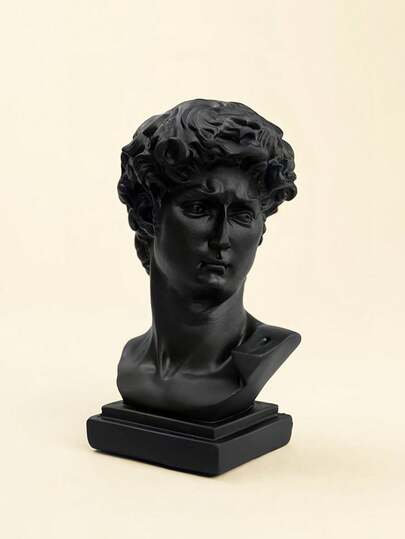 1 Stück kleine David Gips Statue - (Schwarz) Nordische Figur kleine Skulptur, Innen- und Außenbereich kreatives Accessoire, Tischplatte, Bücherregal, Schlafzimmer, Wohnzimmer, Esszimmer, Büro, Halloween, Weihnachten, Kunstporträt Sammlung, Geschenke