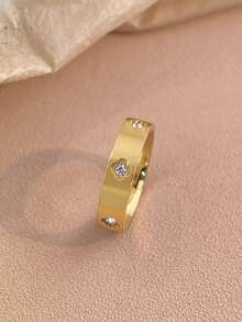 1 Stück Kleeblatt-Ring mit Zirkonia 925 Sterling Silber in Goldfarbe, schöner Schmuckring für Frauen, glamouröser Verlobungsring, hochwertiges Schmuckgeschenk für Mädchen für den täglichen Gebrauch und Dates