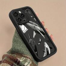 Funda de Teléfono con Patrón de Ballena Oceánica de Moda, Protección Completa del Cuerpo, Cubierta de TPU Antigolpes, Color: Negro, Compatible con Apple Series 16/15/14/13/12/XS/X//8/Plus/Pro/y  A05/A15/A25/A35/A53/A54/A55/S23/S24/S25, Unisex - Colores mixtos - Ver 5