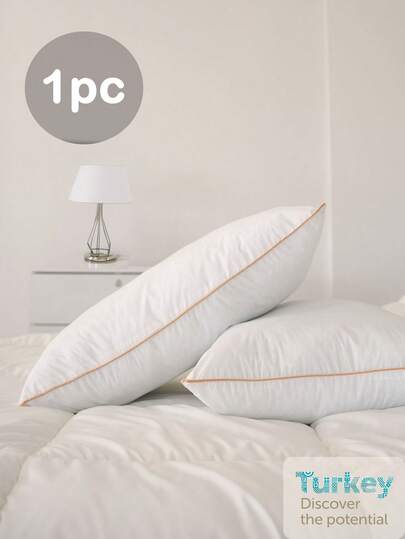 1pc Hotel And Home Bed Pillow, Luxury Hotel Quality, Made With Premium Soft Feather Alternative Filling, Comfortable High Elasticity Pillows, Suitable For Bedroom, Guest Room, Dorm Room