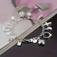 Women's Silver Bracelet Set 13 Pieces Charm Bracelet Women's Gift Bracelets & Jewelry, Delicate Accessories