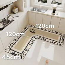 Luxurious Silicone Floor Mat, Water & Oil Absorbent, Non-Slip, Easy Clean L-Shaped Kitchen Rug - Multicolor - View 3