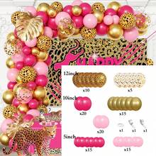 103pcs Leopard Print Themed Balloon Garland Arch Set, Including Hot Pink, Pink, Gold, And Leopard Print Latex Balloons, Perfect For Birthday Parties, Baby Showers, Bridal Showers, Bachelorette Parties, Outdoor Decorations, And Leopard Print Themed Party Decorations. - Multicolor - View 6