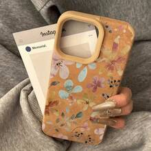 Diseño de flores pintadas Lente alta Teléfono X 14 Pro 16 15 Plus 11 12 13 XS Cuero sintético suave todo incluido - Colores mixtos 1 - Ver 4