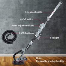 Lijadora Eléctrica Para Paneles De Yeso Con Manguera De Aspiración de 2 m Herramienta Para Quitar Techos De Palomitas De Maíz de 6 A y 710 W Luz LED Velocidad Variable de 800 a 1700 RPM - Tipo de Enchufe A USA (110-127V) - Ver 3