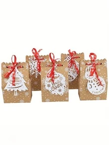 24 Stücke, Weihnachts-Schneeflocken Geschenktüte, Kleinunternehmen Zubehör, Einkaufstasche, Party Tasche, Hochzeit Geburtstags Party Geschenktüte, Basteltragetasche, Party Gastgeschenke, Geburtstagsdekoration, Party Geschenkdekoration, Hochzeitsdekoration, Party Zubehör, Weihnachtsdekoration