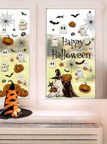102 Stück - Halloween Fensteraufkleber Vintage Geist Böser Kürbis Fledermaus Wiederverwendbare Fensteraufkleber für Halloween Herbstparty Zubehör Heim Glasdekoration, 8 Blatt Halloween Fensterdekoration - Aufkleber, Kürbis & Geist Aufkleber für Partyraum Dekoration Heim Dekoration Wanddekoration Wandaufkleber Halloween Dekoration Herbstdekoration Halloween Dekorationen