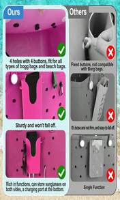 Silicone Phone Holder For Bogg Bags, Compatible Phone Case Attachment, Beach Tote Bag Accessory – Ideal Holder For Bogg &Amp; Similar Beach Bags (Pink) - 藍白色 - 查看 4