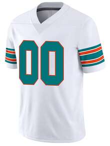 Customized Name & Number Men's Embroidered American Football Jersey, Miami White V-Neck Personalized Short Sleeve Shirt For Party, Match, Training, Sports, DIY, S-XXL Summer - White - View 3