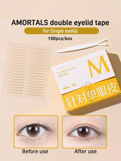 Amortals 180-Piece Double Eyelid Stickers Crescent Shape 24*2.5mm Suitable For Single Eyelids(Comes With Auxiliary Tools)Enlarges Eyes Invisible Convenient Natural Double Eyelid Tape Bionic Texture Fits Skin Matte Seamless Lightweight Waterproof Sweatproof,Cheap,Stocking Stuffers,Makeup,Makeup Tools,Cheap Stuff,Gifts,Gifts For Women,Christmas Gifts