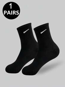 1 双/5 双/6 双女士休闲长袜，简单舒适日常穿着男女通用中筒袜，秋季袜子