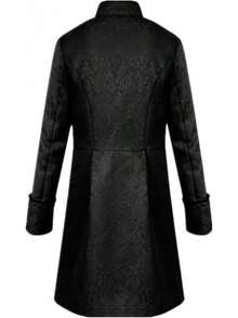 Mens Vintage Tailcoat Goth Long Steampunk Victorian Frock Coat, Retro Fashionable - Black - View 9