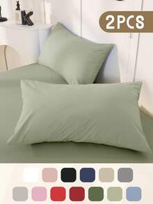 2 件枕套，多种尺寸枕套，信封封口，柔软枕套，抗皱、防褪色、防污，适用于卧室、沙发、客厅、家居装饰，不含枕芯，秋季装饰，房间装饰，返校，学校用品，白色、粉色、黑色、海军蓝、米色、灰色、绿色、蓝色、绿色 - 彩色 - 查看 25