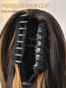 Claw Ponytail Extension Hair Highlight Brown 16 Inch Short Water Wave Hair Heat Resistant Fiber Synthetic Ponytail Hairpiece For Girl Women Party Daily Used