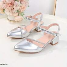 2025 New Arrival Casual Fashion Chunky Heel Sandals For Teenagers, Campus Students, Spring/Summer, All Season - Silver - View 6