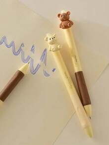 1/2 支可爱熊可伸缩可擦凝胶笔，软握，蓝色墨水，书写流畅，适合生日派对礼物、返校用品、学生文具套装、亲子手工活动奖品、办公用品 - 彩色 - 查看 5