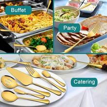 8 tacâmuri de servire din oțel inoxidabil, accesorii de bucătărie durabile, inclusiv clește pentru alimente, lingură de servire/lingură cu fante/furculiță de servire/cuțit de unt, ustensile elegante de servire pentru petrecere, banchet, bufet, cină, Crăciun, Ziua Recunoștinței