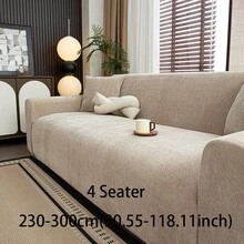 1 件雪尼尔人字纹沙发套，时尚奢华沙发保护套，装饰防滑防尘防刮沙发套，适合所有季节、卧室、客厅、书房、办公室 - 米色 - 查看 13