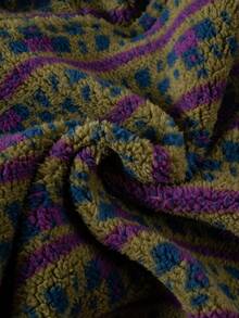 1 pieza Sudadera con capucha informal para niños, verde militar con estampado total, forro polar, bolsillos, otoño/invierno