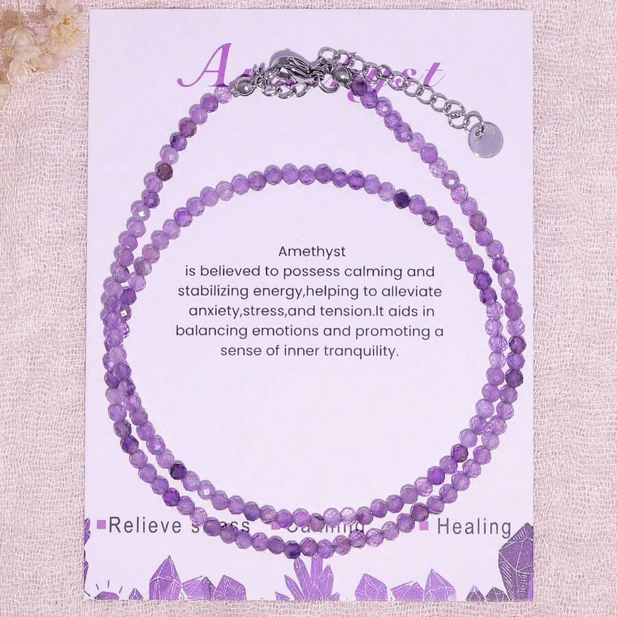 1 pieza Nuevo estilo de moda Cadena de clavícula minimalista de piedra semipreciosa natural, con cuentas de strass, ultra delgada y de temperamento, adecuada para uso diario y como regalo para mujeres