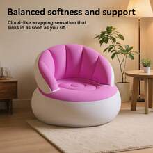 1 件套带靠背充气沙发，便携式快速充气可折叠休闲沙发，PVC 植绒表面，适用于客厅、游戏室、卧室、阳台、阅览室 - 彩色 - 查看 8