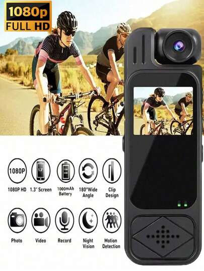 Portable 1080P Camera Mini Police Body Camera HD 180° Video, Infrared Night Camera