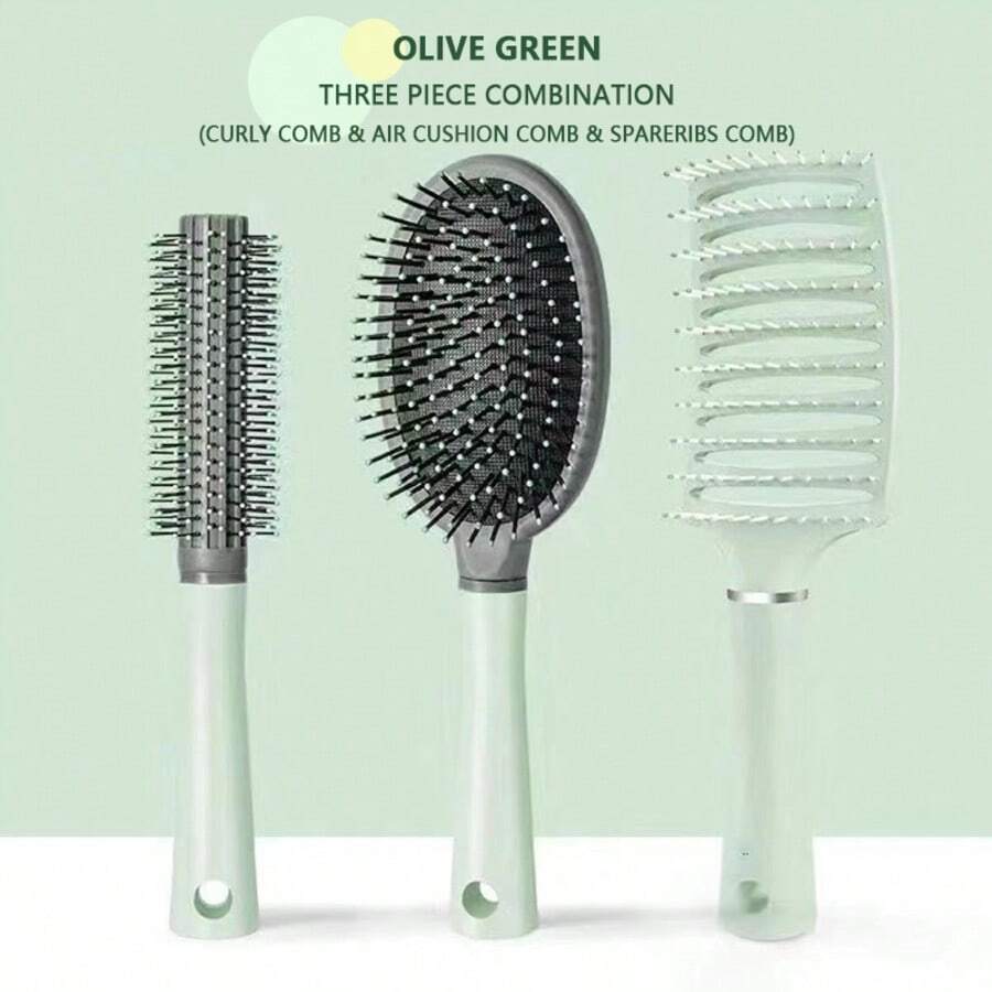 Curling Comb Three Piece Set  Curl Defining Brush-Curly Hair Brush Define Styling Brush For Curly Hair, Curl Brush For Curly Hair Wet, Shaping & Defining Curls For Women ,Christmas Gifts - Bộ ba món màu xanh lá cây 3 món - Xem 1