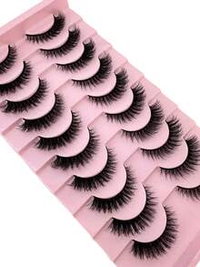 10pairs 5d Mink Fur False Eyelashes,Crossed & Voluminous Natural And Dramatic Lashes - Black - View 6