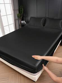 2/3 件套奢华缎面床笠套装、床上用品、丝滑触感床垫保护套（无填充物）、适用于卧室的亲肤舒适床笠、纯色缎面床笠套装、凉爽透气的床上用品、柔软丝滑的极简主义风格床单、适用于大号双人床、特大号双人床、全尺寸、可机洗、1 件床垫套和 1/2 件枕套、完美的节日礼物、秋季装饰、房间装饰、返校、学校用品