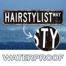 Vintage "Hair Stylist Way" Metal Sign - 10.01cm X 40.01cm Iron Wall Hanging Decorative Plaque, Rustic Distressed Design With Black Lettering, Perfect For Home, Salon, Bar, Garage, Indoor/Outdoor Use, Bar Signage | Vintage Wall Plaque | Rustic Finish, Metal Wall Art Decor - 彩色 - 查看 5