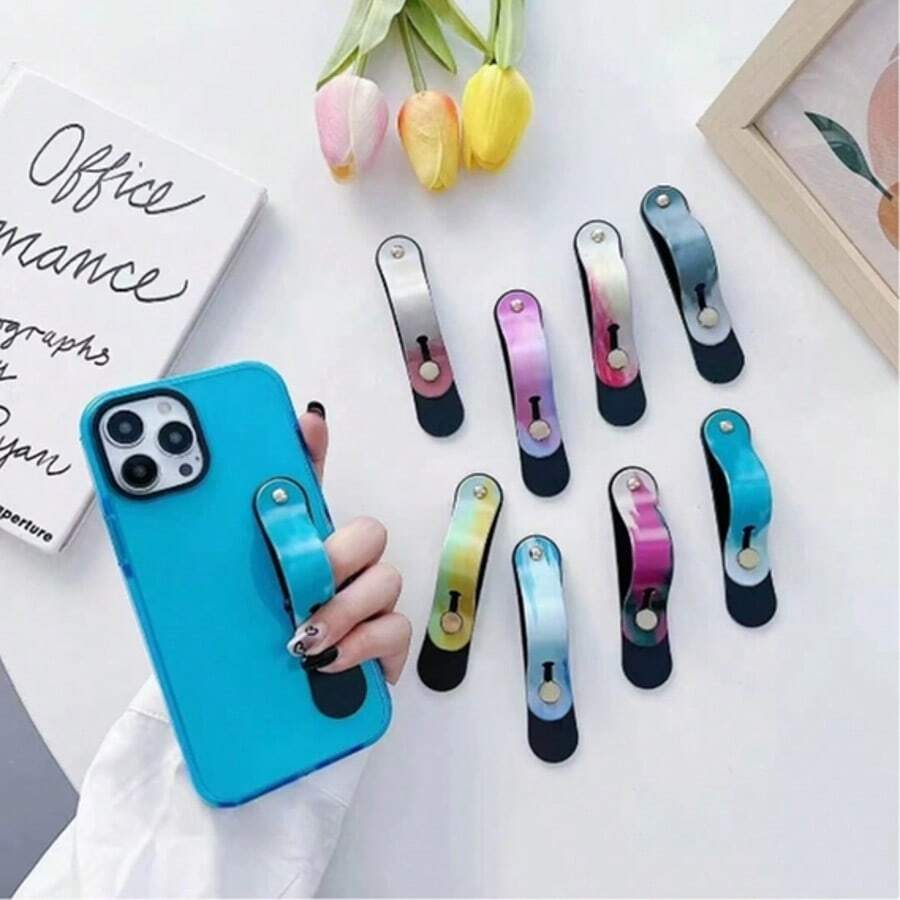 2 Stücke/4 Stücke Vintage bemalter Handyhalter, selbstklebender minimalistischer Fingerring-Griff-Ständer, Zug-Schub-Unterstützungsfunktion Handgelenkschlaufe Halter