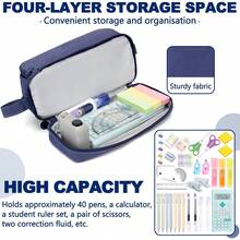 1 Piece Aesthetic Large 4-Layer Pencil Case - Extra High Capacity With Multi-Compartment Design & Premium Zipper Closure - College Student Essential, Back To School Supplies, Work Office Organizer, Artist Sketchbook Companion, Teacher Classroom Must-Have, Dormitory Storage Solution, Travel Stationery Pouch