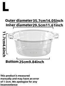 1pc加厚塑料盆家用洗菜盆学生宿舍洗脸盆洗衣盆塑料碗耐用厨房洗菜盆透明盆透明洗脸盆透明洗菜盆碗