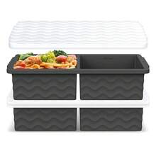 Silicone Freezer Tray For Soup With Lid - 2 Cup Soup Freezer Container Molds - Extra Large Ice Cube Tray - Silicone Freezer Food Molds For Freezing & Storing Soup, Sauce, Broth, Leftovers (2 Pack)-814352 - Xám đậm - Xem 1