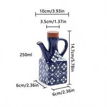 1 dozator de ulei ceramic, dozator de sos de soia cu capac și mâner din lemn, design din porțelan albastru și alb, congelator, formă pătrată, potrivit pentru depozitarea condimentelor în bucătărie, oțet, sos de soia și recipient pentru condimente, soluție de depozitare în bucătărie | Design floral artistic | Borcan cu capac din lemn | Sticlă dozator - Multicolor - Vizualizare 9