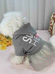 Pet Hooded Mesh Sweatshirt Dress, Outerwear For Small Cats, Small Dogs, Poodle, Bichon Frise