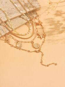 4 件套波西米亚风格时尚百搭串珠项链，配有手工制作的各种海洋生物吊坠，女士多层 Y 形长项链，适合日常佩戴、度假、约会、派对 - 彩色 - 查看 3