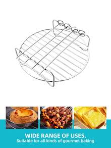 空气炸锅双层烤架，不锈钢烹饪烤架，蒸汽烤架，空气炸锅配件，多用途烤架，可堆叠金属支架，厨房用具，厨具，炊具