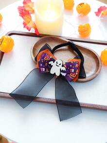 1pc Pet Accessory Dog Cat Small Dog Puppy Happy Puppy Teddy Bichon Pomeranian Cute Casual Fashion Accessory Halloween Gauze Collar - Ghost - Multicolor - View 2