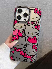 SANRIO IP元素防震时尚手机壳 猫咪元素时尚手机壳 IP元素时尚手机壳 KT猫激光壳 磨砂渐变蝴蝶结小猫全身防震手机壳 春季礼物 生日 国际版 非国内版 春季派对礼物 生日 - 黑色 - 查看 6