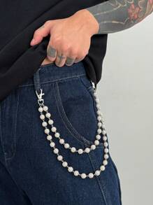 1pc Bohemian Style Sparkling Faux Pearl Beaded Multi-Layer Tassel Waist Chain/Body Chain, Fashion Hiphop, Vacation Party, Casual Daily, Street Snap, Wedding Party, Unisex Charm Jewelry Waist Chain Gift - Rhinestone Waist Chain - View 13