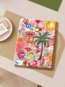 椰子、棕榈树、芙蓉花图案保护套，兼容 iPad (A16) 第 11 代 11 英寸 (2025)、Apple iPad Air 11 (2025)、iPad 第 10 代 10.9 英寸 (2022)，带 Apple Pencil 插槽、三折支架、自动唤醒/睡眠功能，是返校、情人节、节日送礼佳品。 - 彩色 - 查看 7