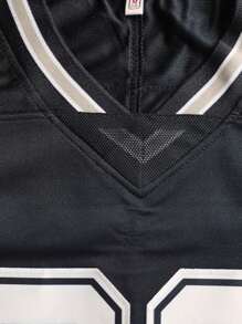 Customized Name & Number Boyfriend Style Men's Embroidered American Football Jersey, Pittsburgh Black V-Neck Personalized Short Sleeve Top, Suitable For Party, Match, Training, Competition, DIY Style, Size S-XXL, Fashion, Minimalist, Easy To Wear, Ultra-Modern, Casual, Personalized, Custom, Unique - Blue - View 6