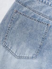 Quần jeans nam dáng rộng, ống thẳng, đính đá lấp lánh, kiểu boyfriend, quần denim xanh cổ điển, quần dài phong cách đường phố. - Màu xanh lam - Xem 5