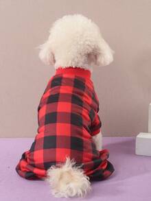 PETSIN A Simple And Comfortable Polyester Four Legged Cat And Dog Costume, Sleepwear, Home Clothes Suitable For Pets, Small Cats And Dogs, Clothes For All Seasons Of Home Wear (Not Suitable For Large Dogs) - Red - View 4