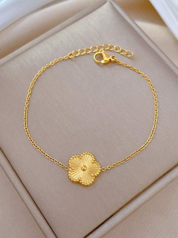 Pulseira delicada de cinco pétalas de folhas S925 ou 925 de prata esterlina feminina, pulseira compacta e delicada, joias da moda feminina, presente de festa, presente de aniversário, itens essenciais para encontros