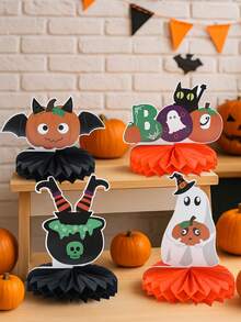 6Pcs Halloween Honeycomb Centerpieces,Happy Halloween Table Ornament Including Pumpkin,Ghost,Black Cat And Joker StyleHalloween Party Favors,Trick Or Treat Decorations For Halloween,Table Centerpiece,Halloween Home Decor,Fall Party Supplies,Halloween Decorations,Halloween Gifts