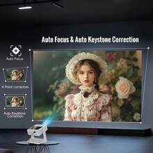 HD Smart Projector, Native 1080P, 8-Inch Smart Touch Screen, Supports 4K, WiFi 6, Android 12, Auto Focus, Auto Trigonometric Correction, 180° Rotating Gimbal, Desktop Mount, HD TV Output, Compatible With Phones, Laptops, TV Sticks, Wide Compatibility, Built-In Speakers, Perfect For Home Theater, Gaming Entertainment - UK Plug(220-240V) - View 3